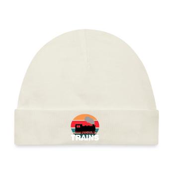 trains Dampflok Dampflokomotive kinder - Baby Premium Organic Mütze - Naturweiß - Vorne