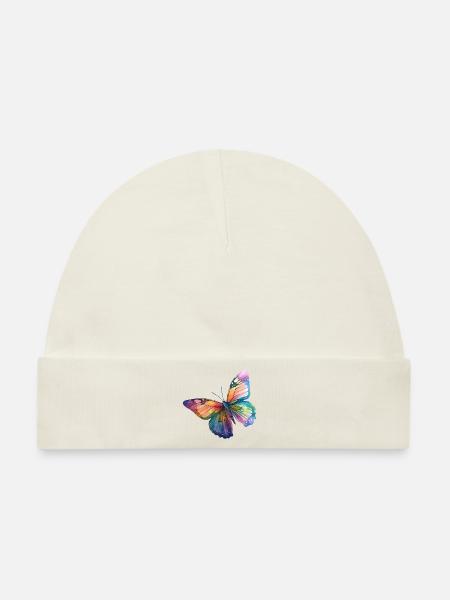 Schmetterling Regenbogenfarben - Baby Premium Organic Mütze - Naturweiß