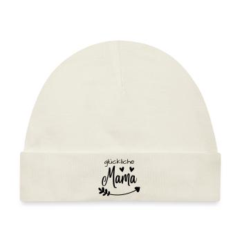 "Glückliche Mama" Muttertagsspruch, Mamamotiv - Baby Premium Organic Mütze - Naturweiß - Vorne