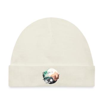 Ying Yang - Berge / Strand - Baby Premium Organic Mütze - Naturweiß - Vorne