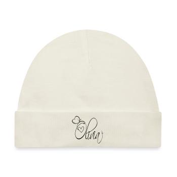 Olivia Name Vorname Mädchen Kalligrafie Dekor - Baby Premium Organic Mütze - Naturweiß - Vorne
