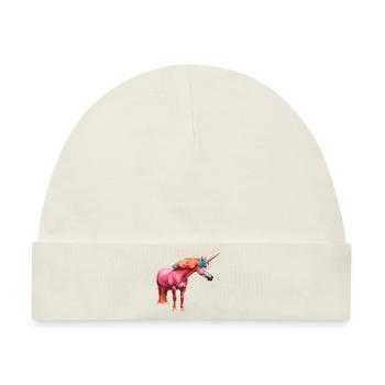Buntes Lockiges Einhorn - Baby Premium Organic Mütze - Naturweiß - Vorne