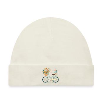 Süße Abenteuer Blumenrad Tour 7 - Baby Premium Organic Mütze - Naturweiß - Vorne