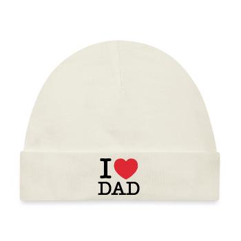 Ich liebe Papa | Papa | Ich Herz, Papa - Baby Premium Organic Mütze - Naturweiß - Vorne