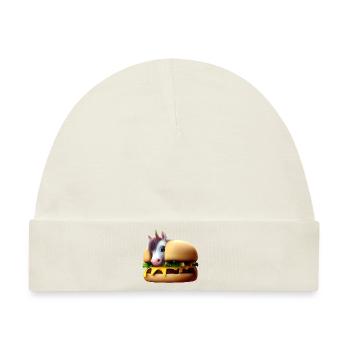 Einhorn Cheeseburger - Baby Premium Organic Mütze - Naturweiß - Vorne
