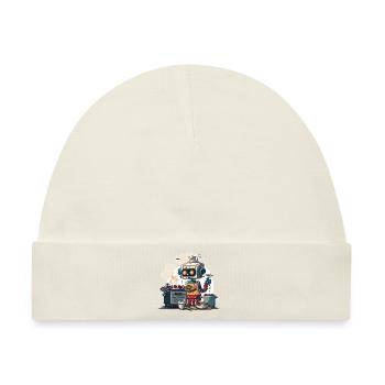 Robo Chef - Baby Premium Organic Mütze - Naturweiß - Vorne