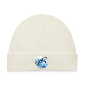 Wal in der Arktis Polarmeer blauer Ozean - Baby Premium Organic Mütze - Naturweiß - Vorne