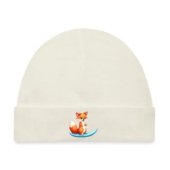 Surfer Fuchs auf dem Surfbrett, Abenteuerliches Ti - Baby Premium Organic Mütze - Naturweiß - Vorne