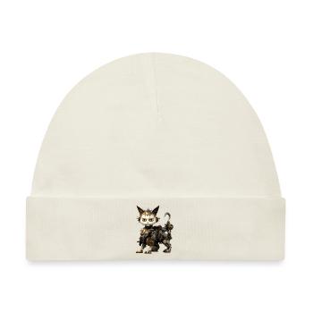 Steampunk Katze - Baby Premium Organic Mütze - Naturweiß - Vorne