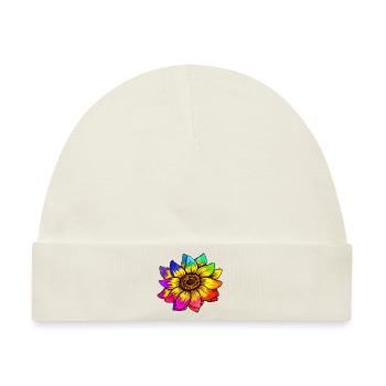 Sonnenblume in Regenbogenfarben - Baby Premium Organic Mütze - Naturweiß - Vorne