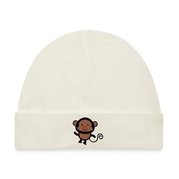 monkey - Baby Premium Organic Mütze - Naturweiß - Vorne