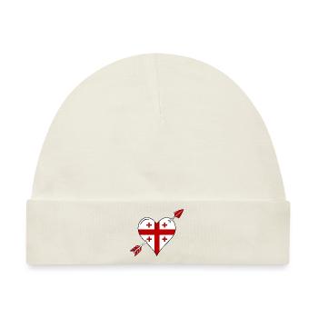 Georgien Flagge Herz Liebe - Baby Premium Organic Mütze - Naturweiß - Vorne