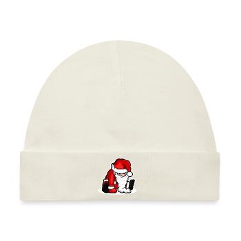 Sitting Santa Puppet - White - Baby Premium Organic Mütze - Naturweiß - Vorne