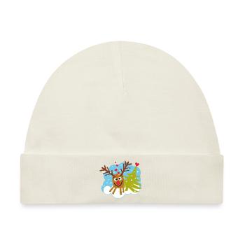 Rudolph unter schneeblauem Himmel - Baby Premium Organic Mütze - Naturweiß - Vorne