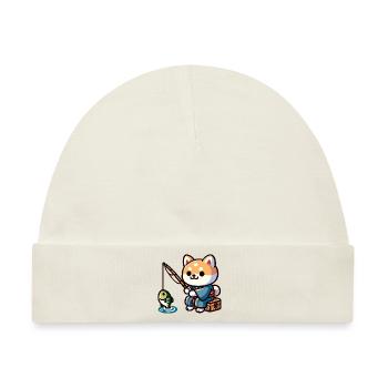 Hund Angeln Hund Angler Kinderzimmer Dekor - Baby Premium Organic Mütze - Naturweiß - Vorne