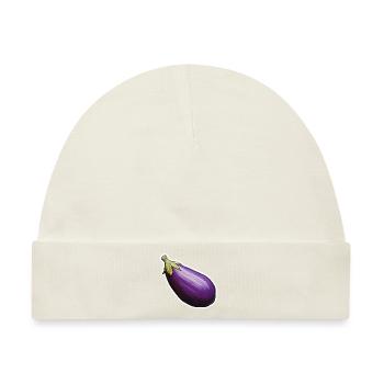 Aubergine violett - Baby Premium Organic Mütze - Naturweiß - Vorne