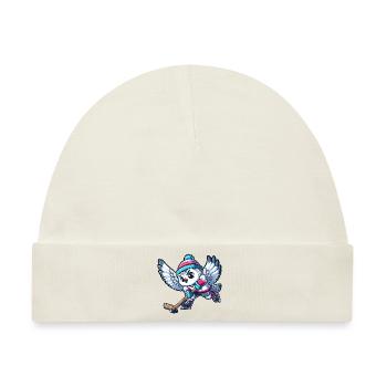 Schneeeule Hockeyspieler Cartoon Eishockey - Baby Premium Organic Mütze - Naturweiß - Vorne