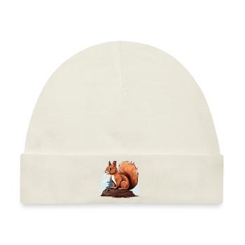 Herbst Eichhörnchen Wald Szene - Baby Premium Organic Mütze - Naturweiß - Vorne