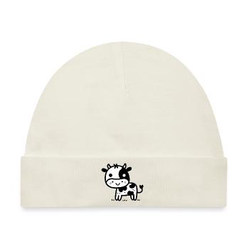 Entzückendes Kawaii Kuh Design - Niedliche Farm Tierkunst - Baby Premium Organic Mütze - Naturweiß - Vorne
