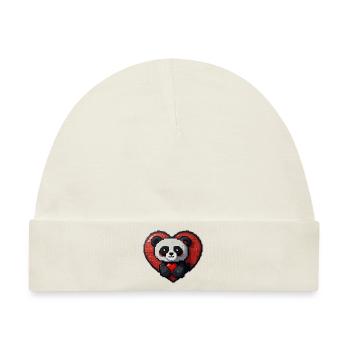 Pixel-Panda mit großem Herz - Baby Premium Organic Mütze - Naturweiß - Vorne