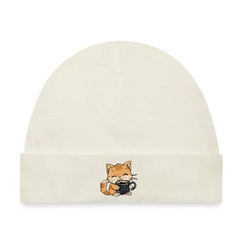 Katze Kaffee Kaffeetasse Katzenliebhaber Catlady - Baby Premium Organic Mütze - Naturweiß - Vorne