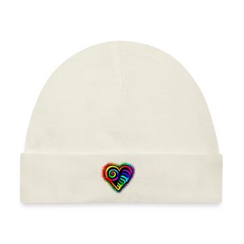Herz Regenbogenfarben bunt - Baby Premium Organic Mütze - Naturweiß - Vorne