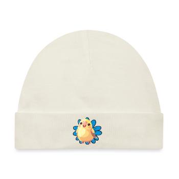 Wellensittich Spatz Vogelschwarm - Baby Premium Organic Mütze - Naturweiß - Vorne