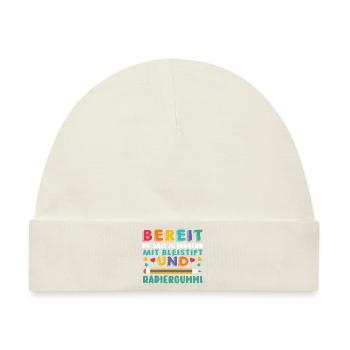 Erste Klasse Grundschule Schulbeginn Geschenk - Baby Premium Organic Mütze - Naturweiß - Vorne