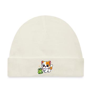 Niedliche rotweiße Katze traf auf einen Frosch - Baby Premium Organic Mütze - Naturweiß - Vorne