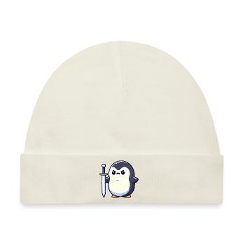 Winziger Pinguin-Krieger - Baby Premium Organic Mütze - Naturweiß - Vorne