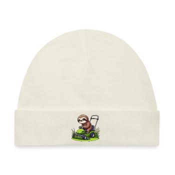 Faultier Rasenmäher Traktor Landschaftsbau - Baby Premium Organic Mütze - Naturweiß - Vorne