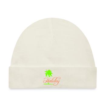 Holiday Palme Text Spruch Urlaub Erholen Reisen - Baby Premium Organic Mütze - Naturweiß - Vorne