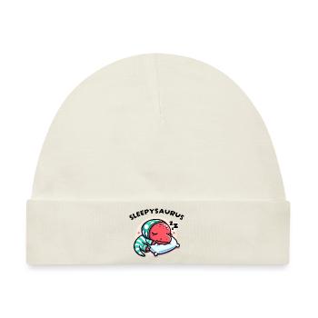 Sleepysaurus Offizielles Schlafoutfit Schlafshirt - Baby Premium Organic Mütze - Naturweiß - Vorne