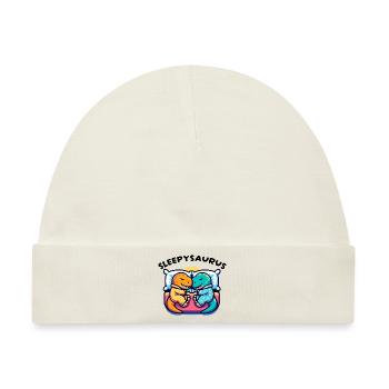 Sleepysaurus Offizielles Schlafoutfit Schlafshirt - Baby Premium Organic Mütze - Naturweiß - Vorne