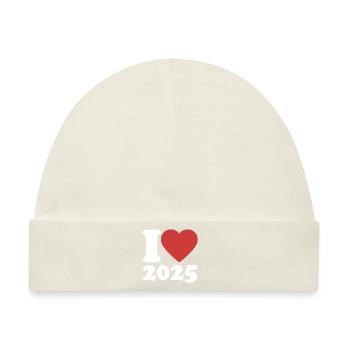 I Love 2025 - Herz - Happy New Year - Baby Premium Organic Mütze - Naturweiß - Vorne