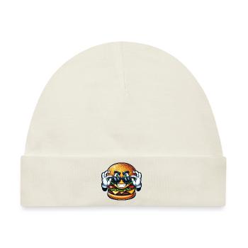 Cooler Burger Comic Fast-Food Liebhaber - Baby Premium Organic Mütze - Naturweiß - Vorne