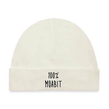 100% Moabit - Berlin - Kiez - Bezirk - Hauptstadt - Baby Premium Organic Mütze - Naturweiß - Vorne