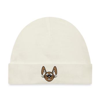 Hase Kaninchen Häschen Cartoon Kleintier niedlich - Baby Premium Organic Mütze - Naturweiß - Vorne