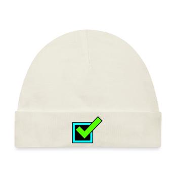 Häkchen Ankreuzen Symbol - Baby Premium Organic Mütze - Naturweiß - Vorne