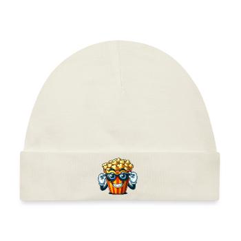 Cooles Popcorn Comic Sonnenbrille Kino - Baby Premium Organic Mütze - Naturweiß - Vorne