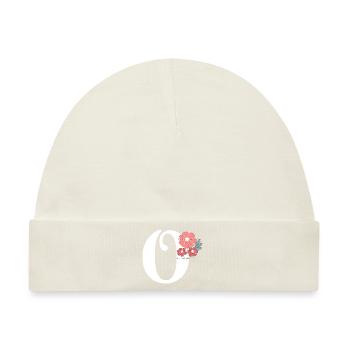 Letter o minimalistische Blumen - Baby Premium Organic Mütze - Naturweiß - Vorne