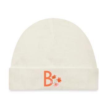 B mit Blumen - Baby Premium Organic Mütze - Naturweiß - Vorne