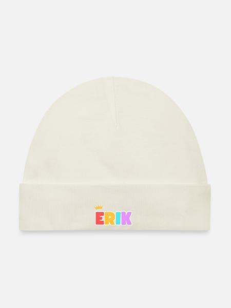 Erik! Personalisierbar - Baby Premium Organic Mütze - Naturweiß