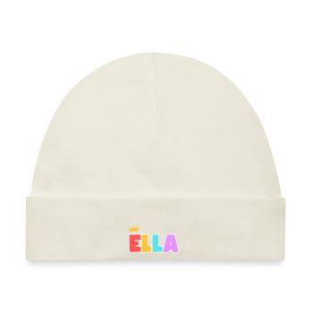 Ella! Personalisierbar - Baby Premium Organic Mütze - Naturweiß - Vorne