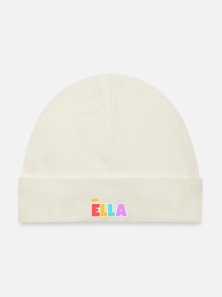 Ella! Personalisierbar - Baby Premium Organic Mütze - Naturweiß