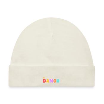 Damon! Personalisierbar - Baby Premium Organic Mütze - Naturweiß - Vorne