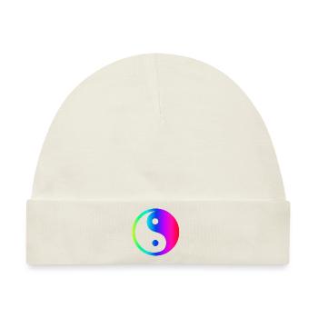 Regenbogen Ying Yang - Baby Premium Organic Mütze - Naturweiß - Vorne