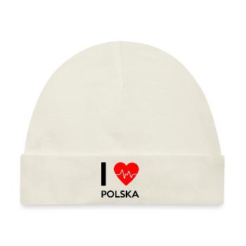 I Love Polska - Ich liebe Polska - Baby Premium Organic Mütze - Naturweiß - Vorne