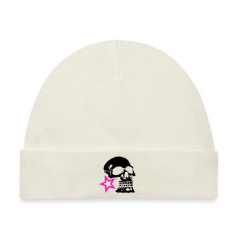 Schädel Schädel Profil Stern Logo - Baby Premium Organic Mütze - Naturweiß - Vorne