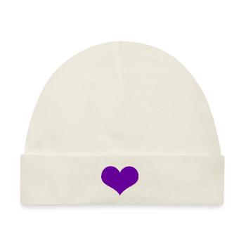 Heart Purple - Baby Premium Organic Mütze - Naturweiß - Vorne
